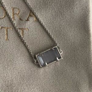 Kendra Scott Adjustable Toggle Bracelet Silver Cat’s Rectangle Stone Eye Grey